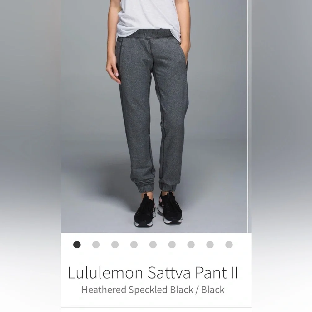 Lululemon Sattva Pant‎ II Joggers Gray Heathered Black Women's Size 4 L